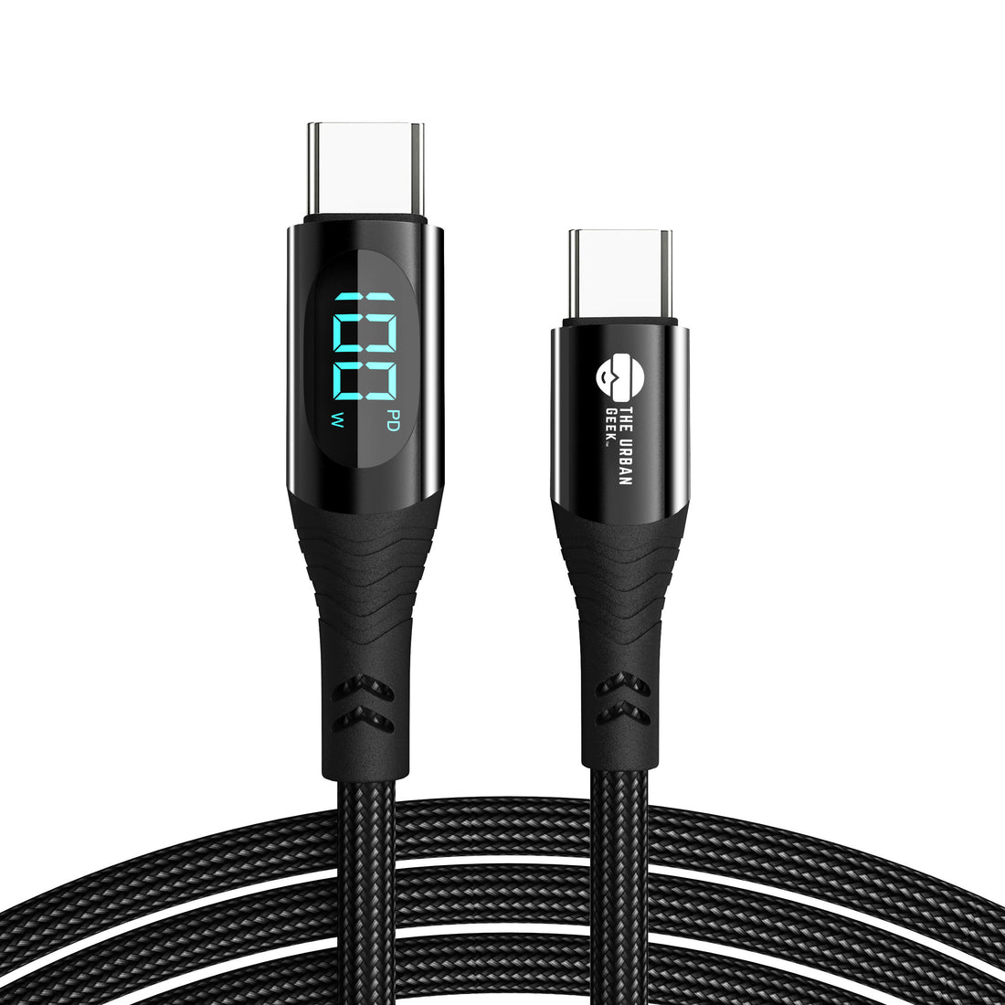 TheUrbanGeek Cable USB C con pantalla LED - Cable de carga rápida de 100 W para iPhone 15/Pro/Max, iPad, MacBook, auriculares, Powerbank