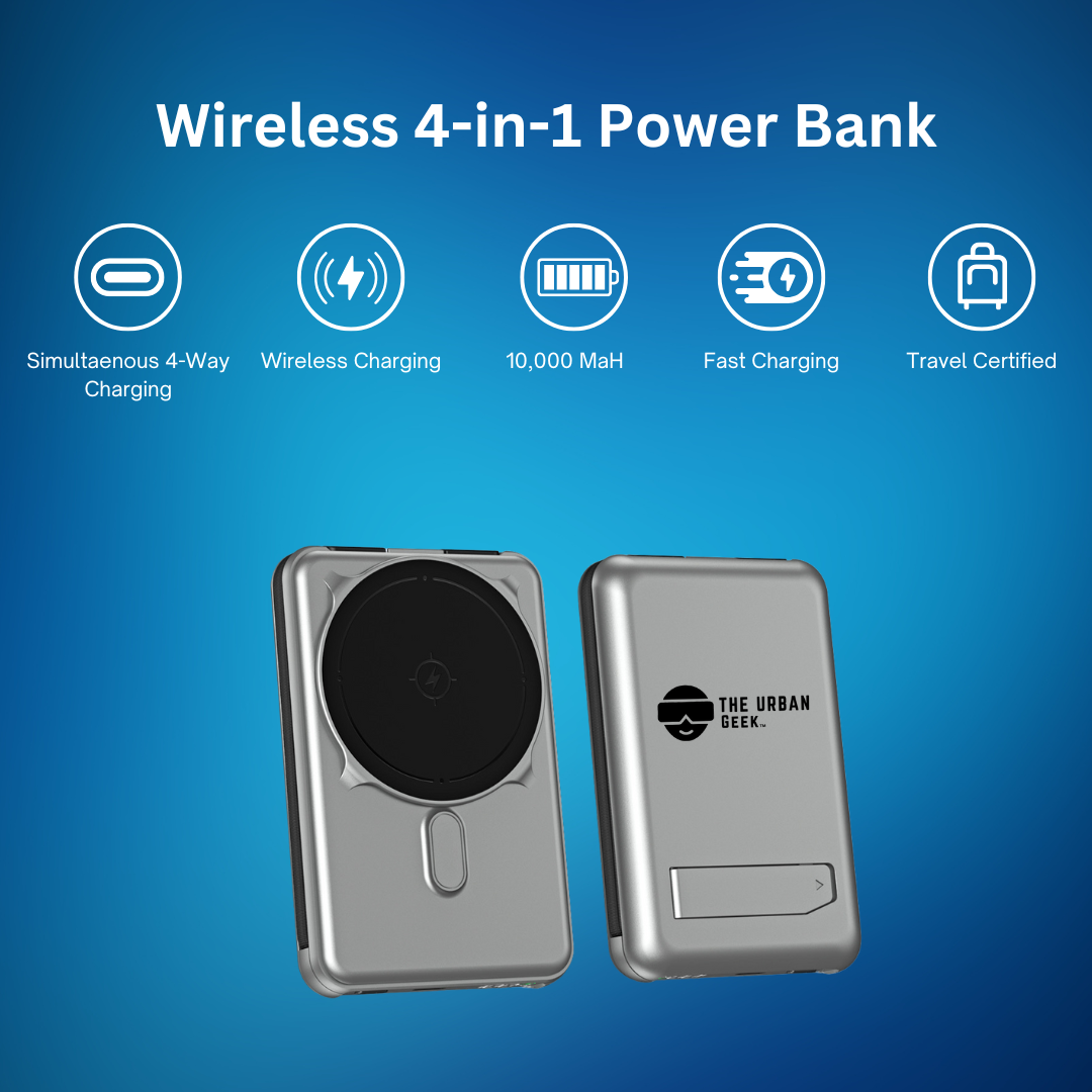 TheUrbanGeek Wireless 4-in-1 Power Bank with 10,000 MaH Capacity