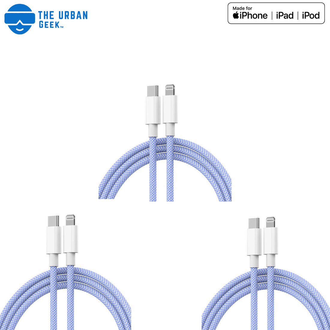 TheUrbanGeek 3-Pack iPhone Fast Charging Cable (3 Feet)